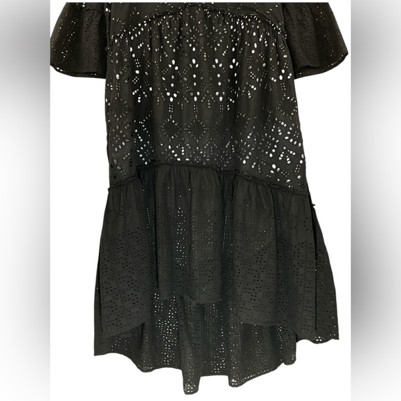 Sundance Selma Eyelet Midi Dress Black Ruffle Cotton Boho Women’s Size Medium - Picture 5 of 9